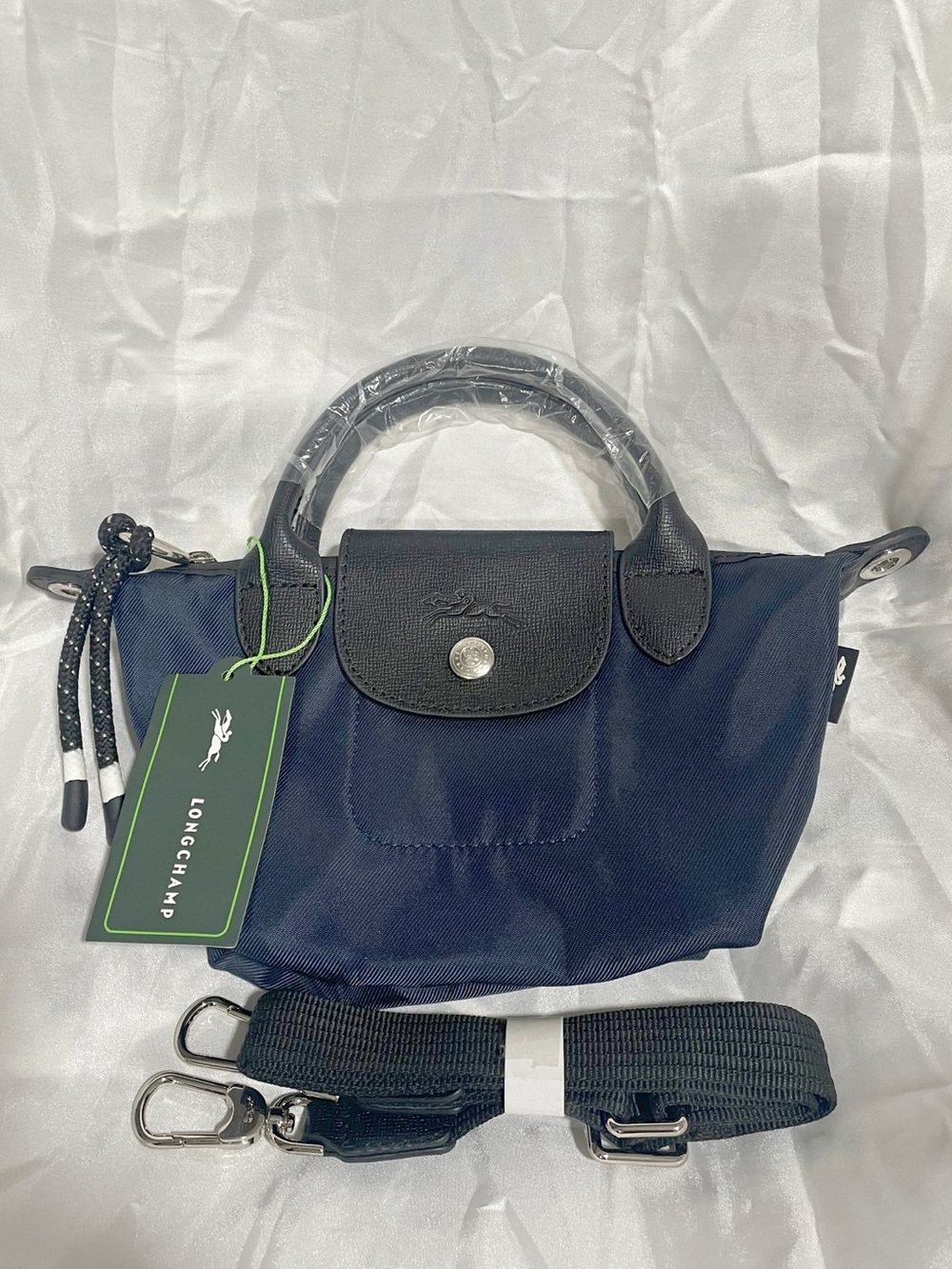 NWT Longchamp Le Pliage Energy Mini Handbag Pouch Navy 2 Way Crossbody Tote XS